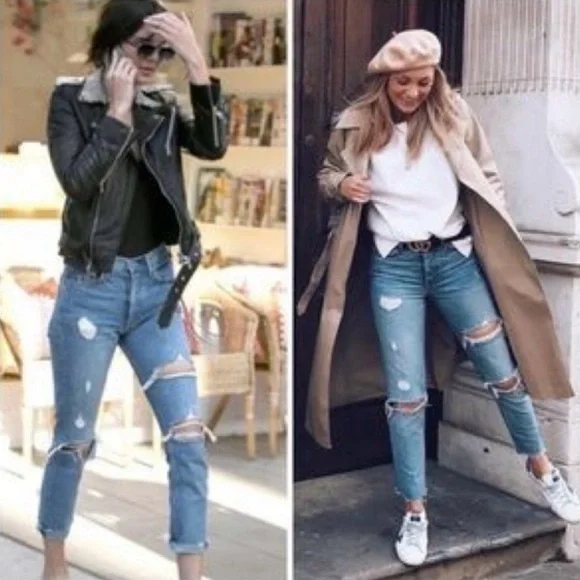 GRLFRND Karolina High Waisted Distressed Skinny Women’s Blue Jeans Size 25 - Picture 3 of 16